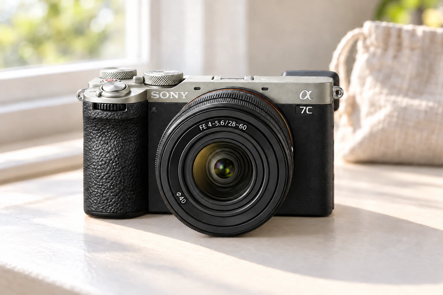 ソニーα7C IIとFE 28-60mmの公式外観を参考に生成した製品イメージ