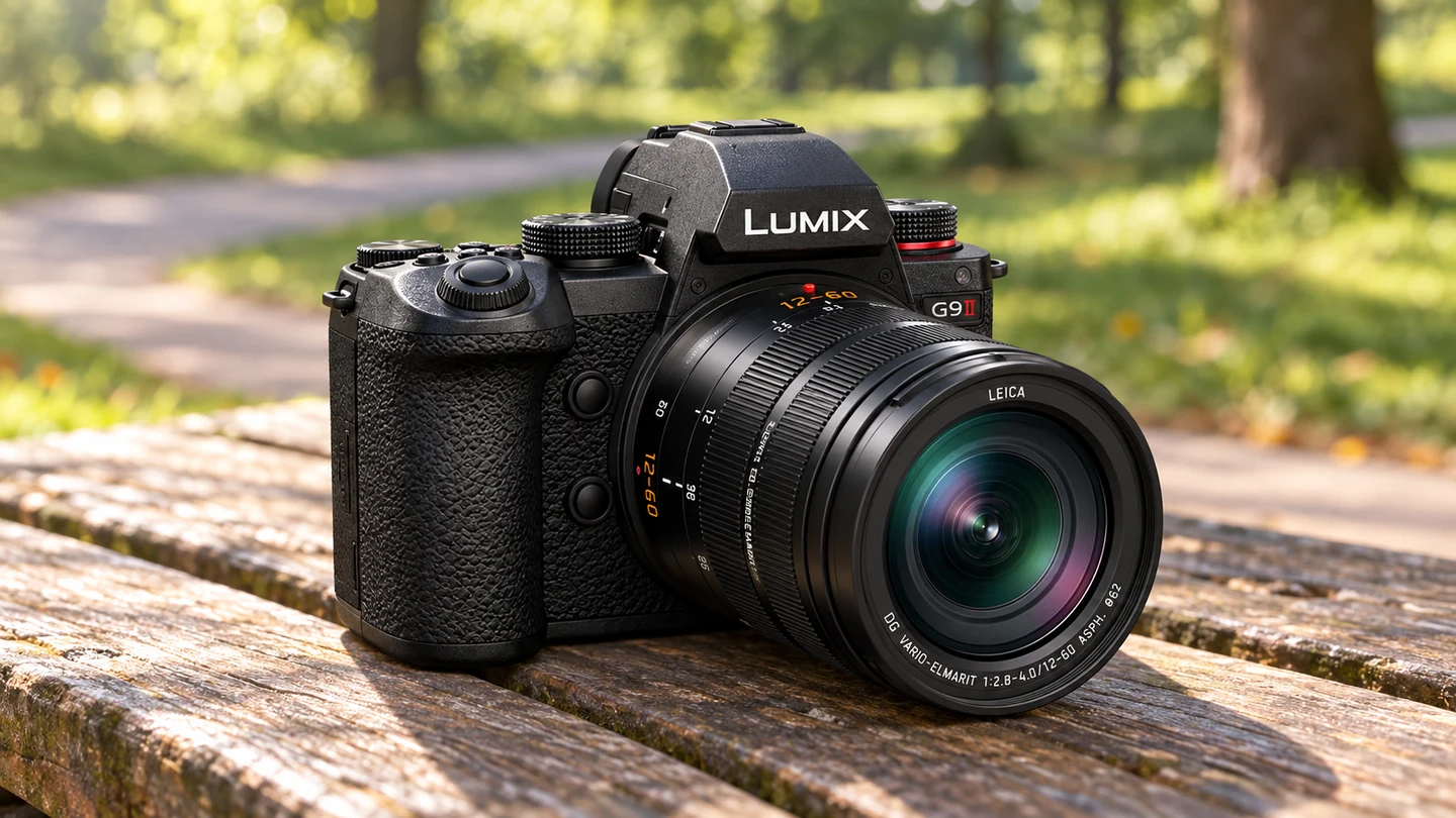 LUMIX G9PRO IIと標準ズームの公式外観を参考に生成した製品イメージ