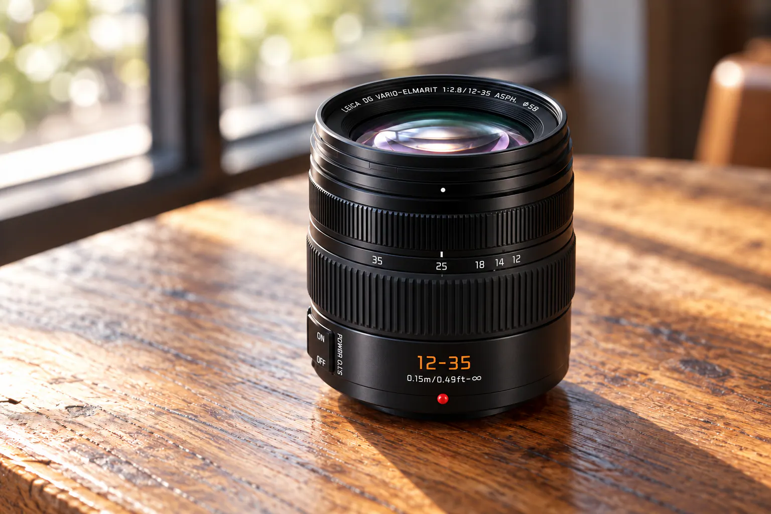 LEICA DG 12–35mm F2.8の公式外観を参考に生成した製品イメージ