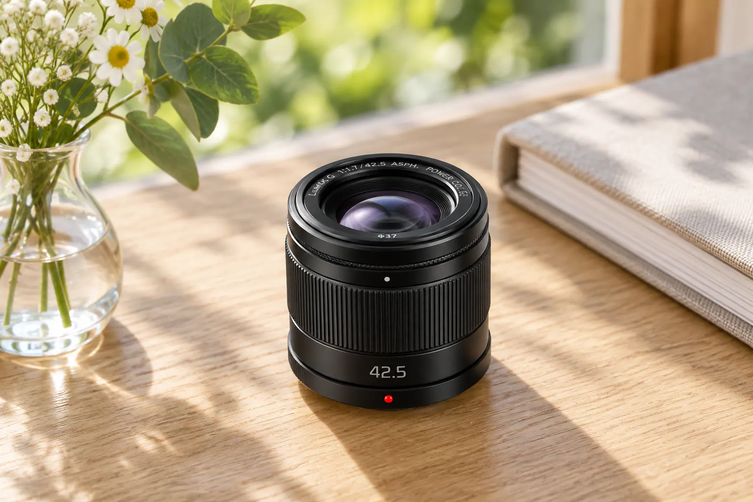 LUMIX G 42.5mm F1.7の公式外観を参考に生成した製品イメージ