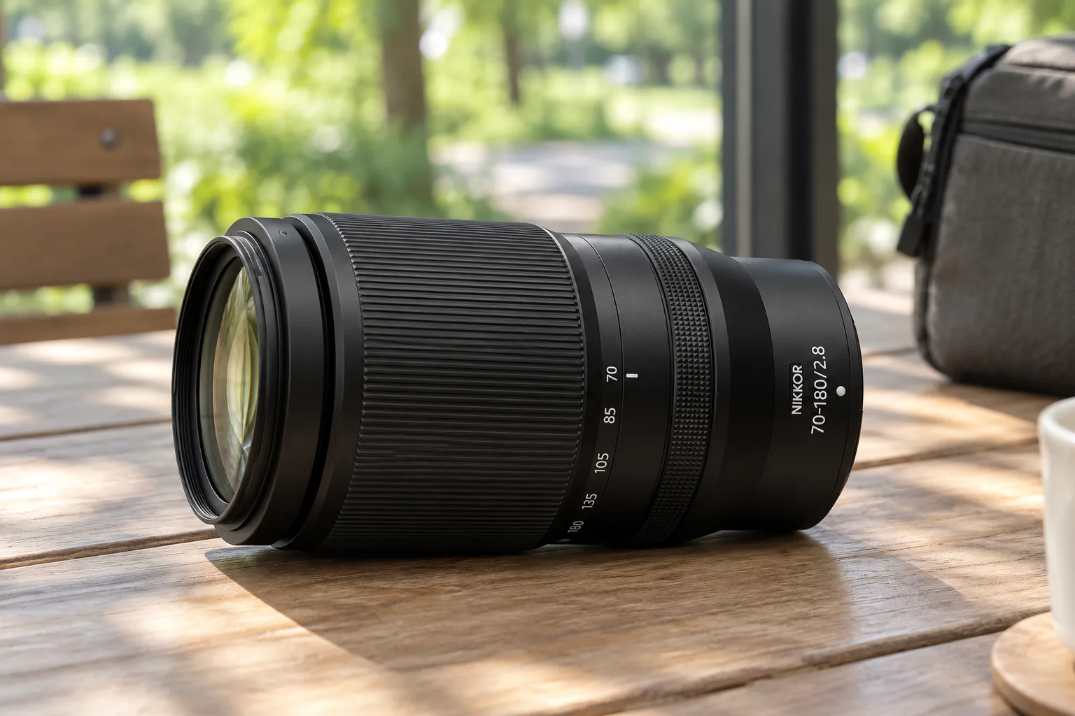 NIKKOR Z70-180mm f/2.8の黒い望遠鏡筒を参考に生成した外観イメージ