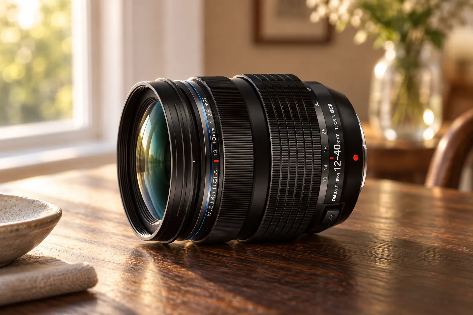 12-40mm F2.8 PRO IIの公式外観を参考に生成した製品イメージ