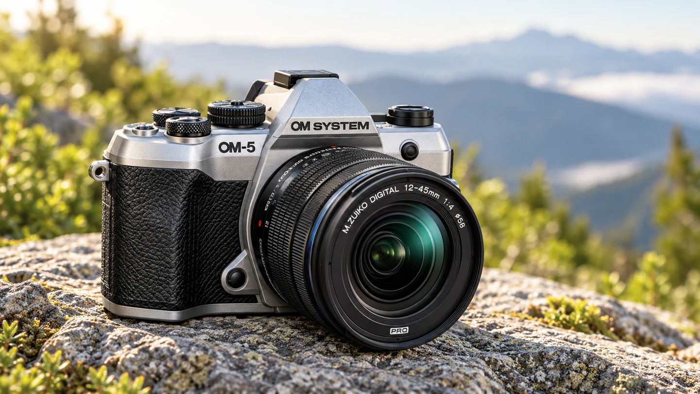 OM-5 Mark IIと12-45mm F4.0 PROの外観を参考に生成した製品イメージ
