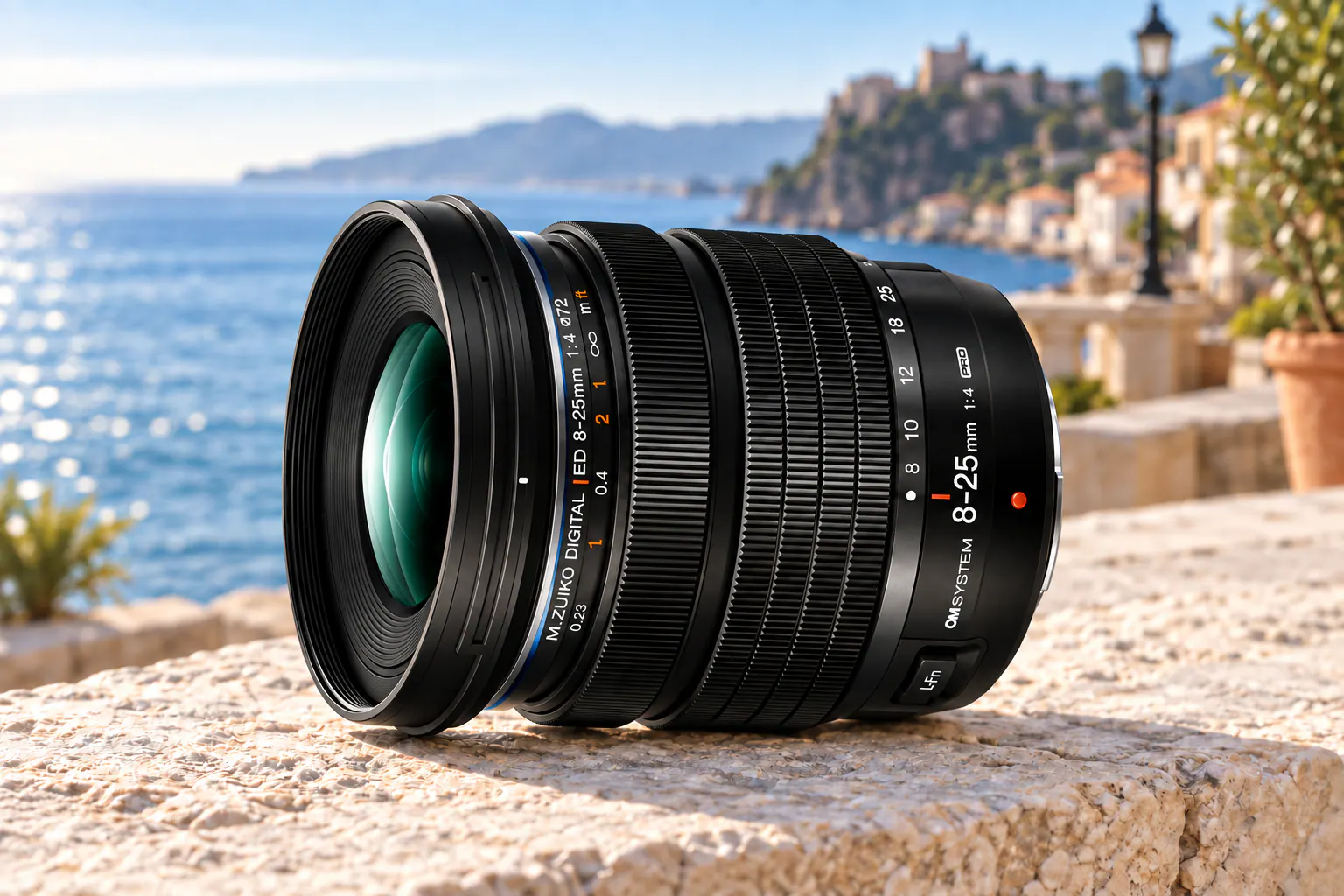 8-25mm F4 PROの公式外観を参考に生成した製品イメージ