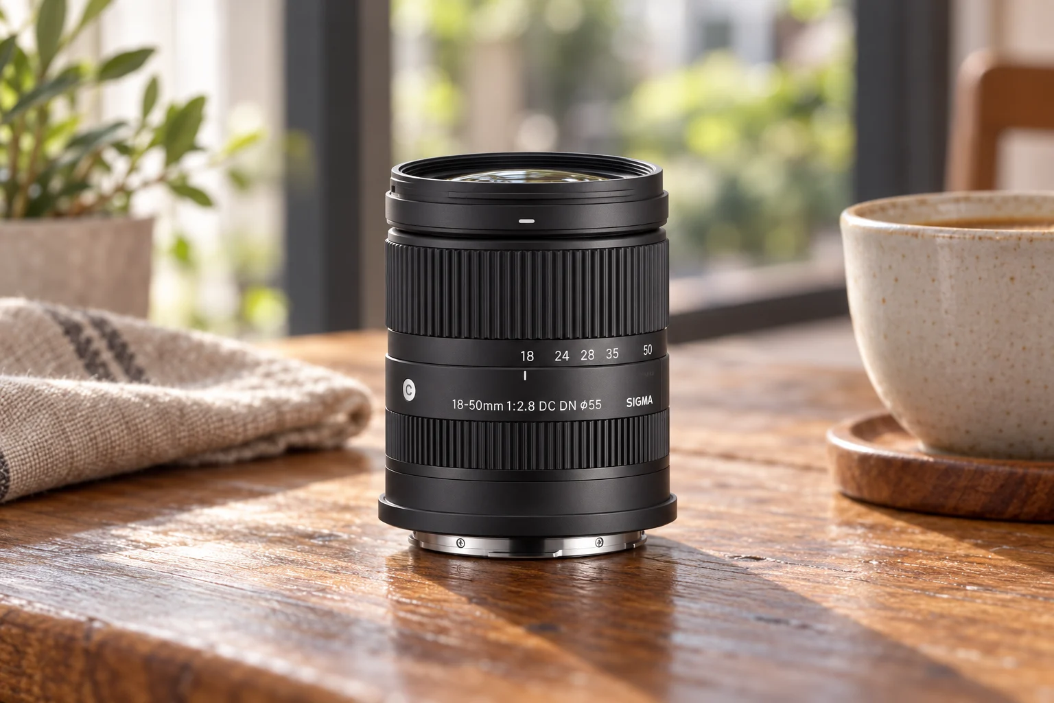 SIGMA 18-50mm RF用の外観を参考に生成した黒い標準ズーム