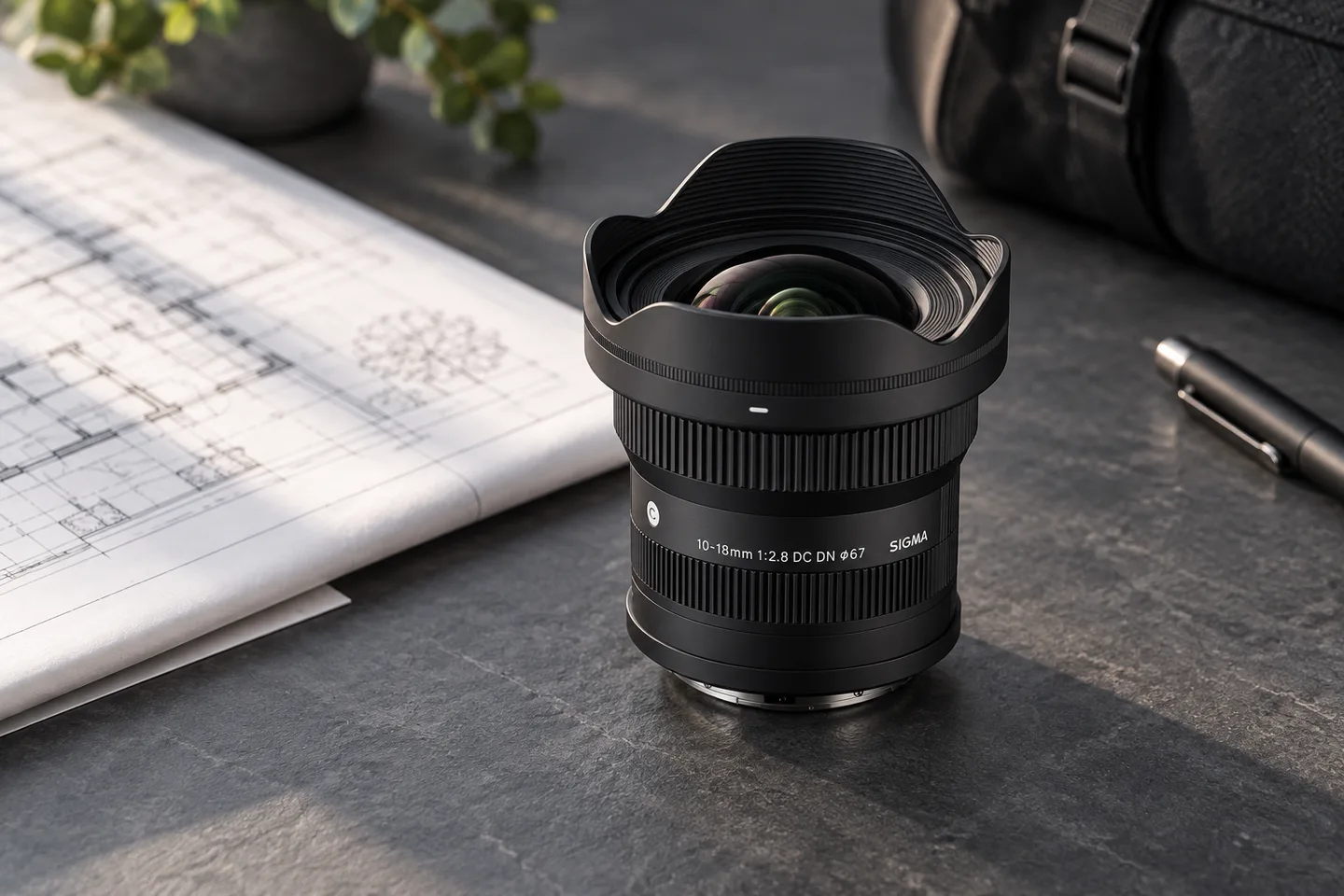 SIGMA 10-18mm F2.8の外観を参考に生成した製品イメージ