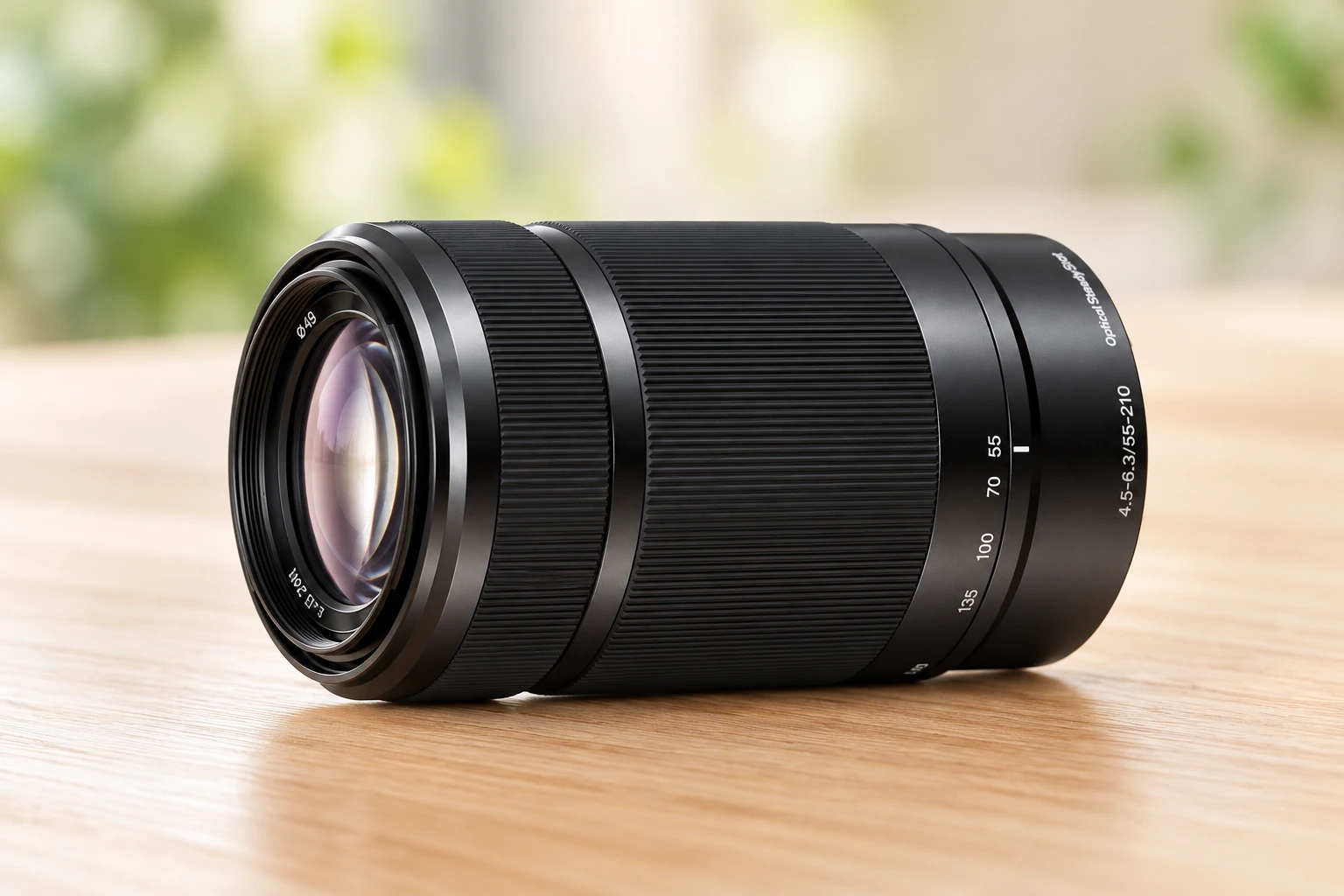 E 55-210mm F4.5-6.3 OSSのレンズ単体の外観を参考に生成した製品イメージ