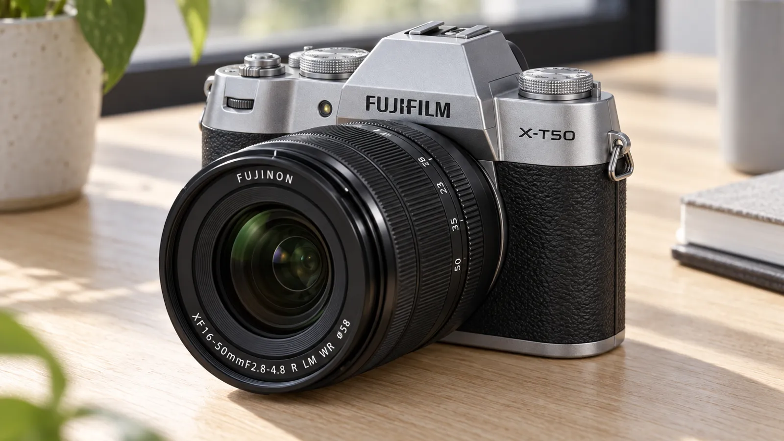 XF16-50mmとX-T50の外観を参考に生成した製品イメージ