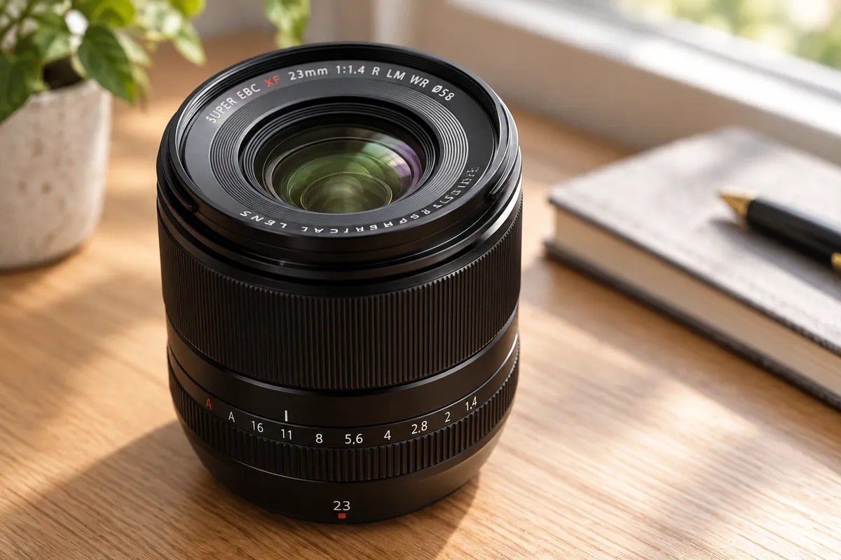 XF23mmF1.4 R LM WRの外観を参考に生成した製品イメージ