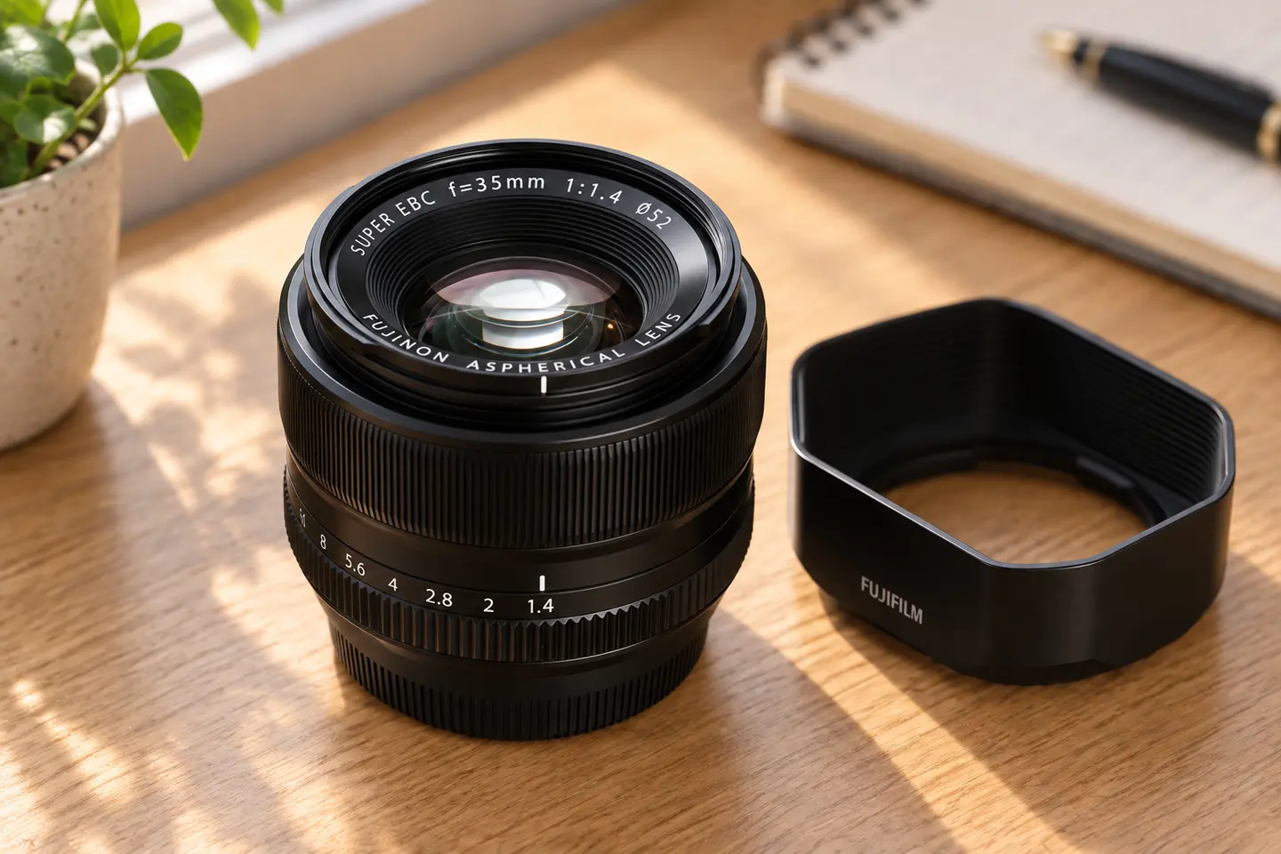 XF35mmF1.4 Rの外観を参考に生成した製品イメージ
